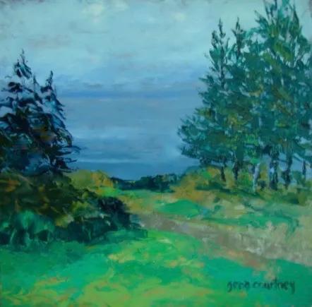 _Monhegan Porch View_ 12x12, oil on copper, plein air